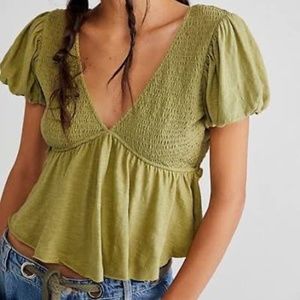 NWOT Green Free People Charolette top